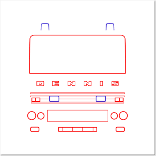 Classic Dennis fire engine outline graphic (red) Posters and Art